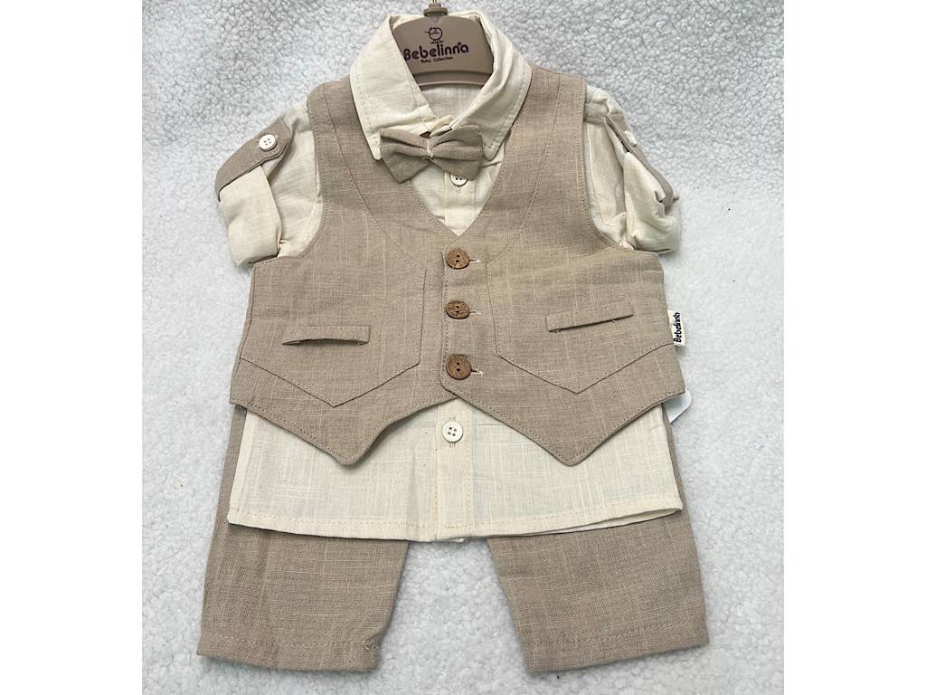 ست مجلسی شومیز و شلوار و جلیقه با پاپیون نوزادی bebelinna ترکیه