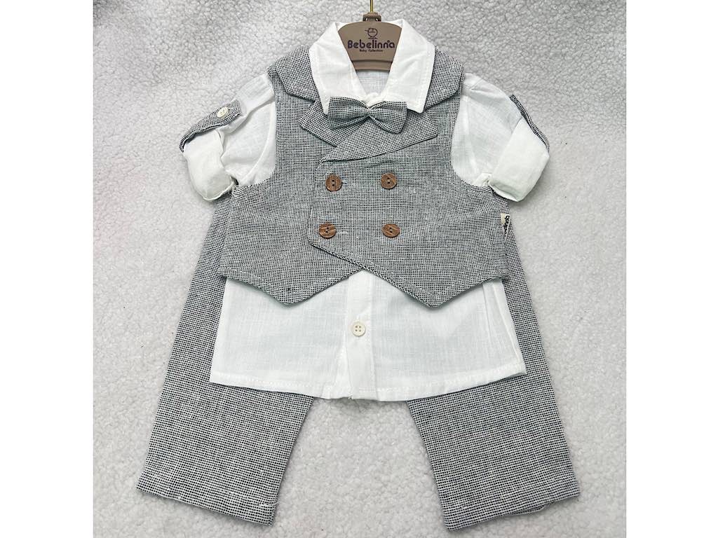 ست مجلسی شومیز و شلوار و جلیقه با پاپیون نوزادی bebelinna ترکیه