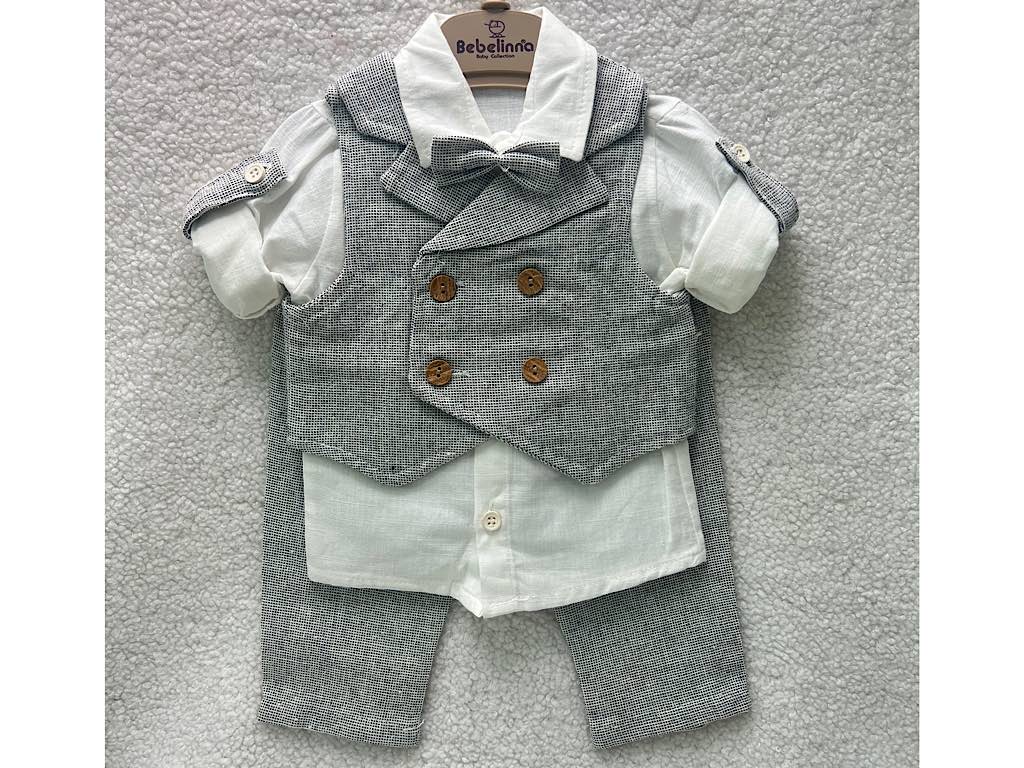 ست مجلسی شومیز و شلوار و جلیقه با پاپیون نوزادی bebelinna ترکیه