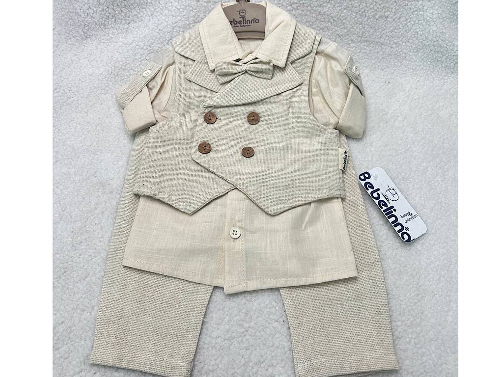 ست مجلسی شومیز و شلوار و جلیقه با پاپیون نوزادی bebelinna ترکیه