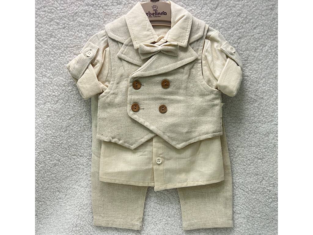 ست مجلسی شومیز و شلوار و جلیقه با پاپیون نوزادی bebelinna ترکیه