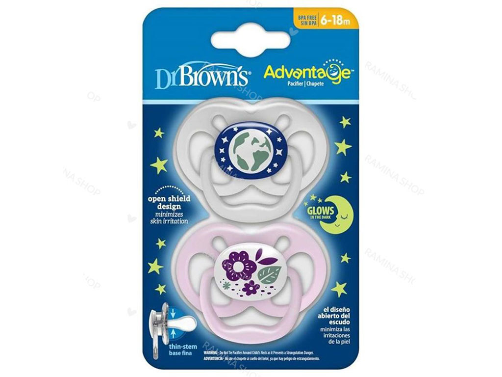 پستانک سیلیکونی نوزادی 18-6 ماه دوعددی دکتر براون Dr Browns