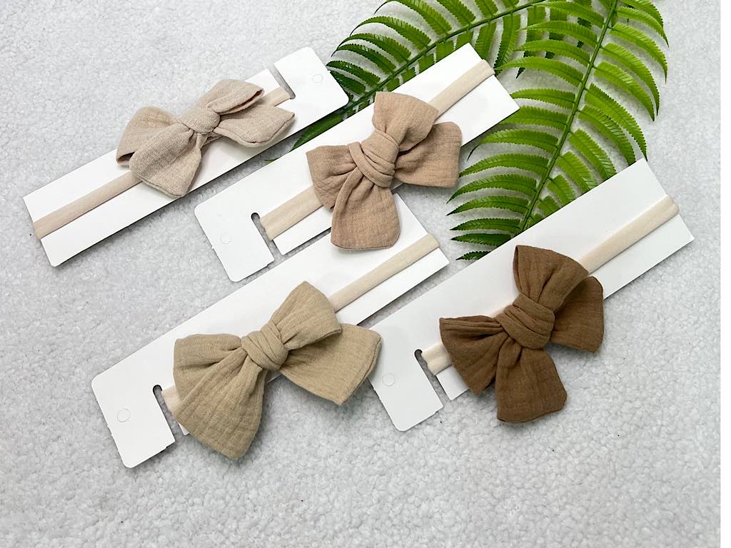 هدبند موسلین با پاپیون درشت دارای رنگ بندی