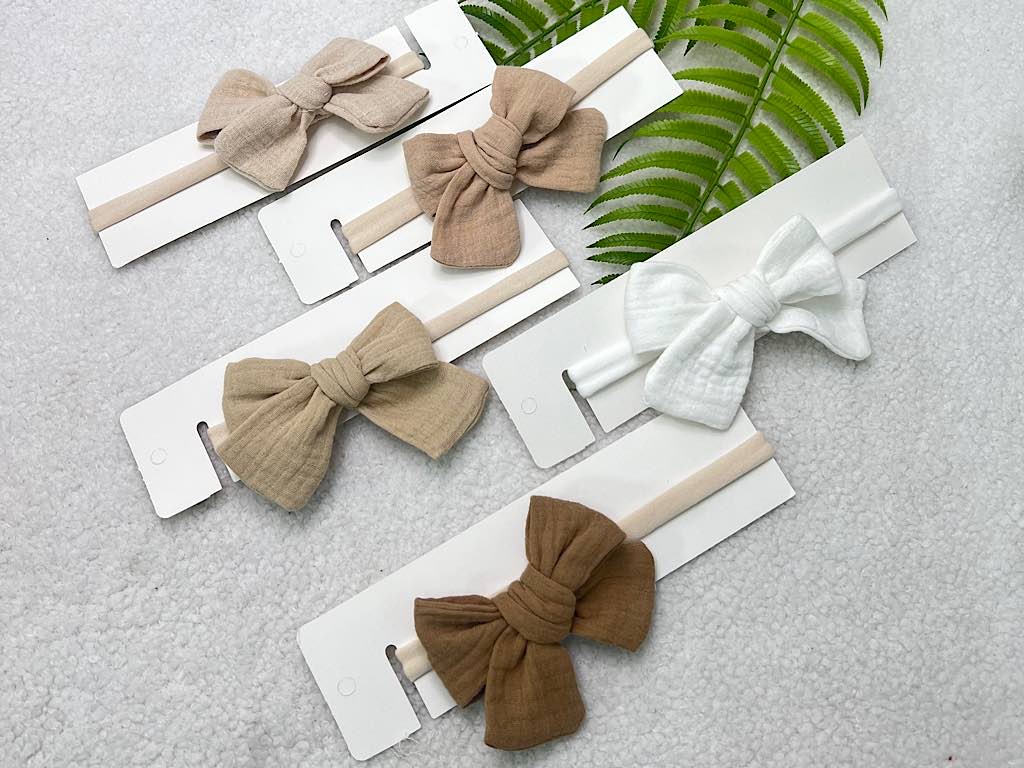 هدبند موسلین با پاپیون درشت دارای رنگ بندی