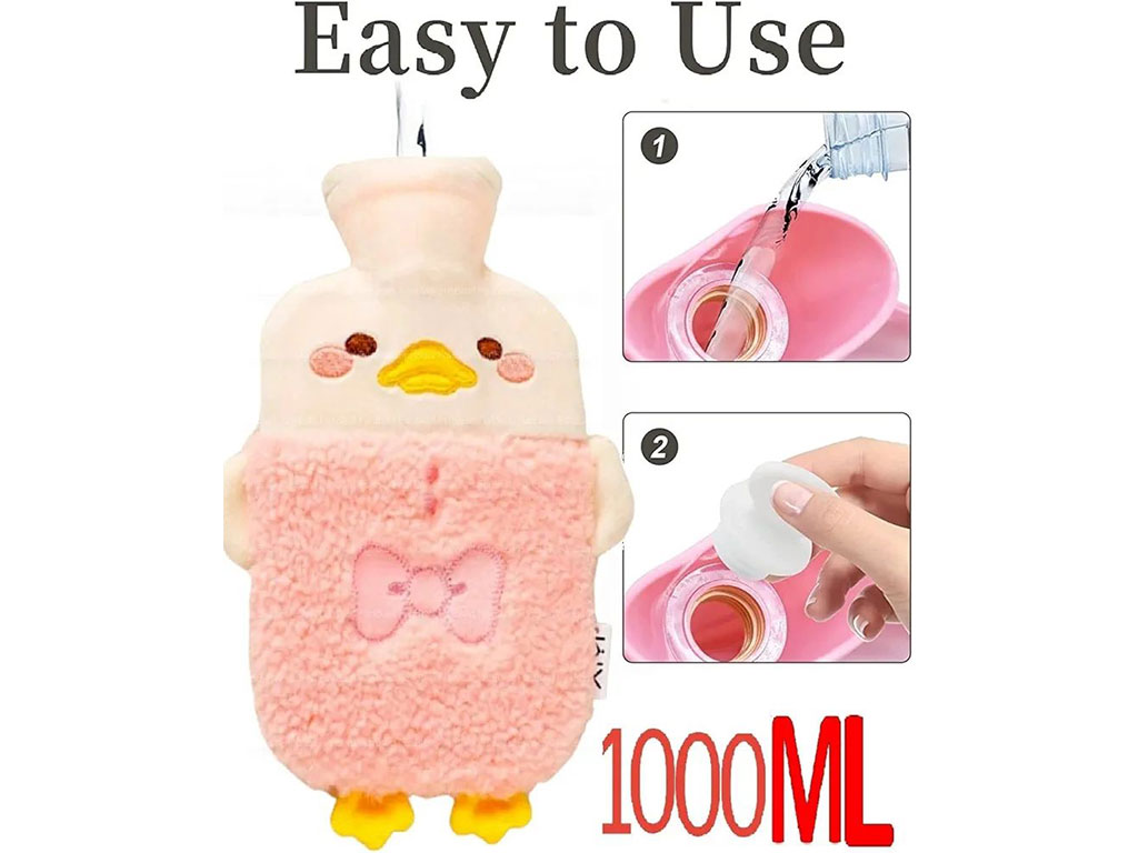 کیسه آب گرم نوزاد و کودک طرح مخملی پولیشی طرح اردک