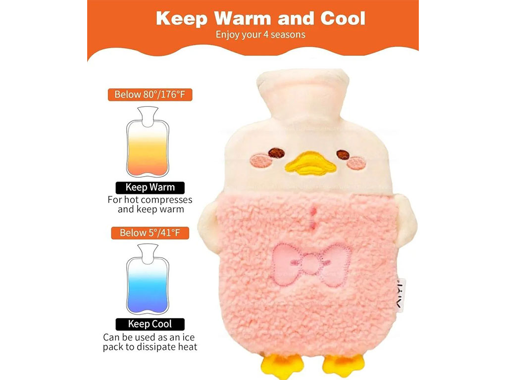 کیسه آب گرم نوزاد و کودک طرح مخملی پولیشی طرح اردک