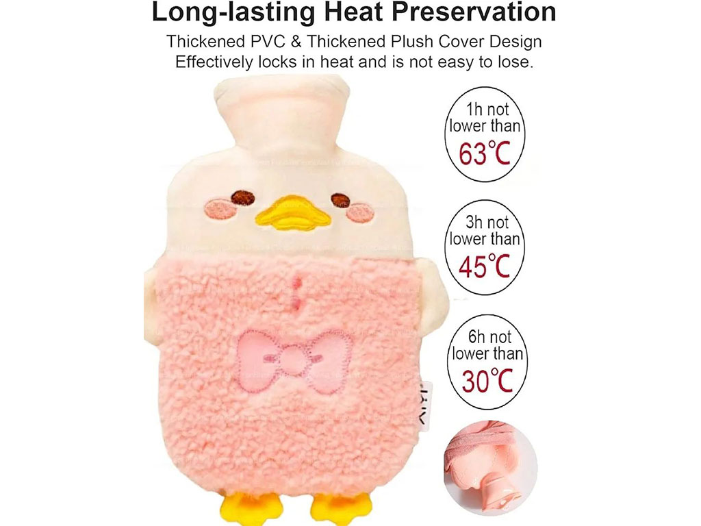 کیسه آب گرم نوزاد و کودک طرح مخملی پولیشی طرح اردک