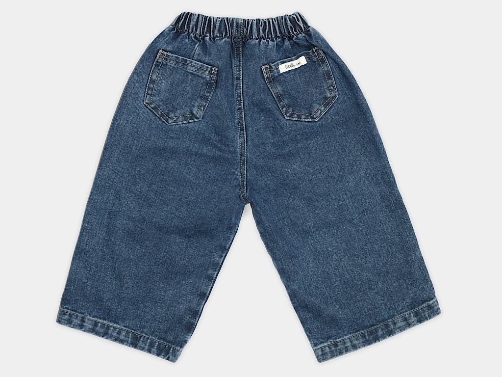 شلوار نیم بگ جین رنگ آبی تیره طرح zavosh پاپو papo