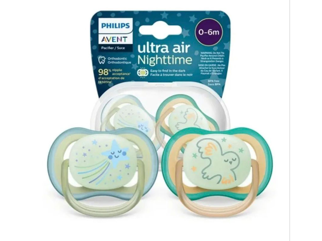 پستانک ارتودنسی دو عددی نوزادی 6-0 ماه مدل ultra air فیلیپس اونت philips avent