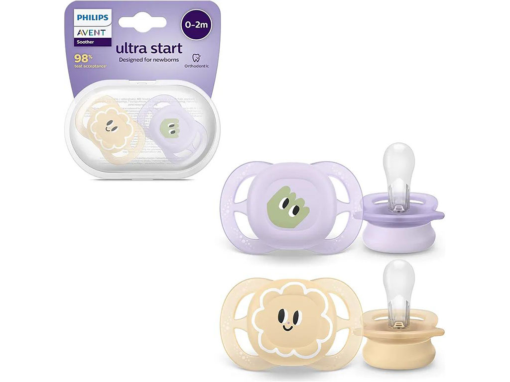 پستانک ارتودنسی دو عددی نوزادی2-0 ماه مدل ultra soft فیلیپس اونت philips avent