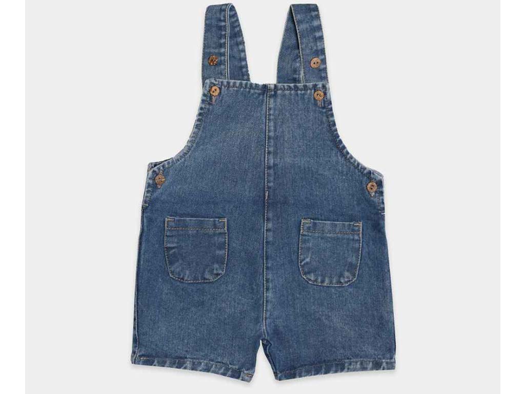 شلوارک جین پیشبندی جیب دار نوزاد و کودک رنگ آبی تیره طرح Shantia  پاپو papo