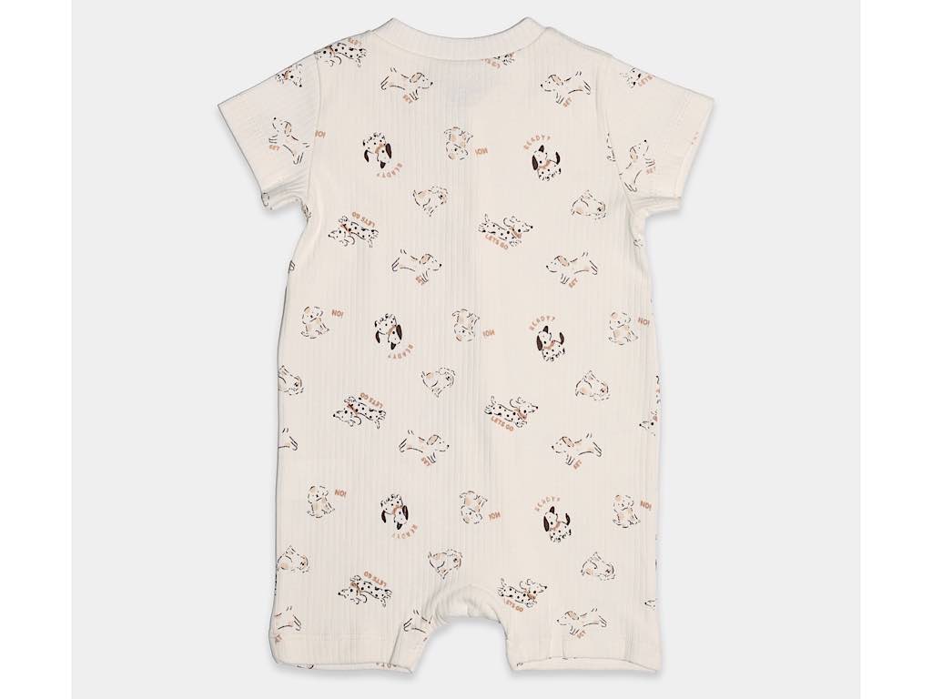 رامپر نوزاد و کودک رنگ شیری طرح سگ با مدل ARSHAVIN پاپو PAPO