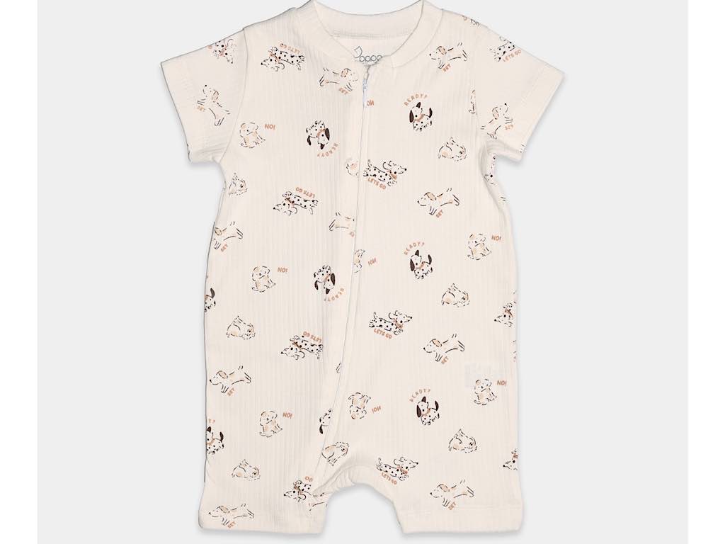 رامپر نوزاد و کودک رنگ شیری طرح سگ با مدل ARSHAVIN پاپو PAPO