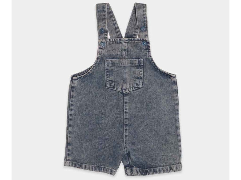 شلوارک جین پیشبندی جیب دار نوزادی رنگ آبی تیره طرح mahan پاپو papo