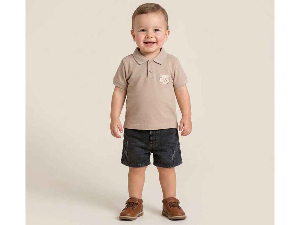 تیشرت جودون  و شلوارک جین دودی  پسرانه طرح تدی  مدل  shaya پاپو papo