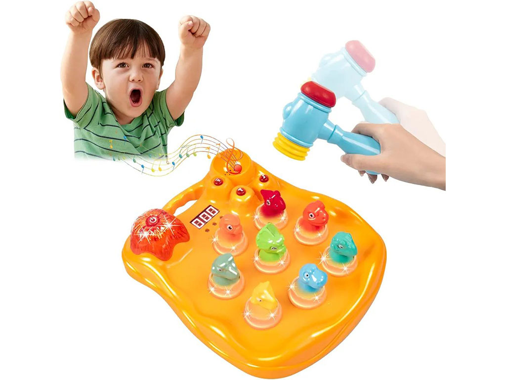 بازی چکشی تمرکزی و هوش دایناسور اسباب بازی چراغدار