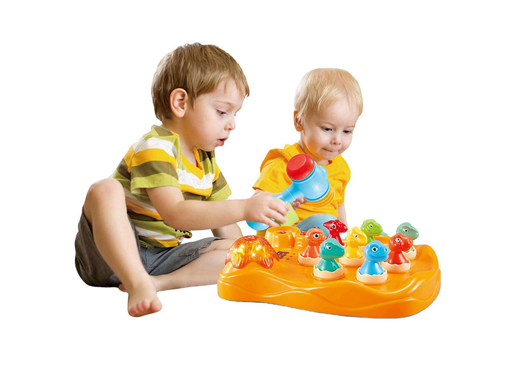 بازی چکشی تمرکزی و هوش دایناسور اسباب بازی چراغدار