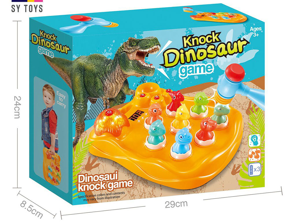 بازی چکشی تمرکزی و هوش دایناسور اسباب بازی چراغدار