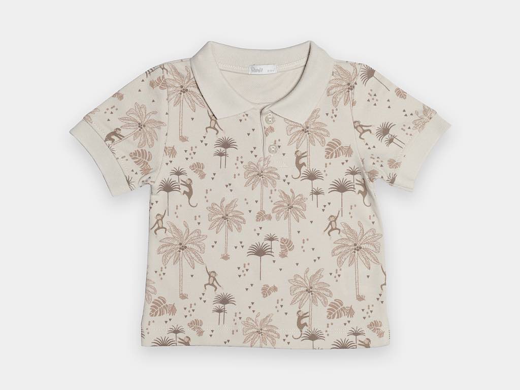 تیشرت جودون و شلوارک کتان پسرانه طرح نخل و میمون مدل karoun پاپو papo