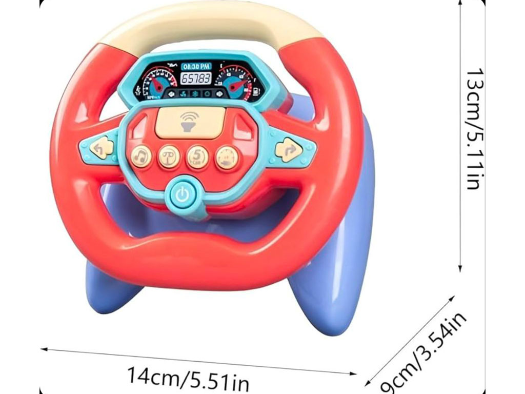 فرمان ماشین موزیکال و چراغ داردارای پایه چسبان  اسباب بازی