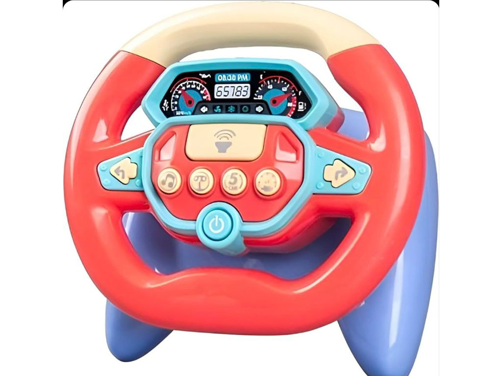 فرمان ماشین موزیکال و چراغ داردارای پایه چسبان  اسباب بازی