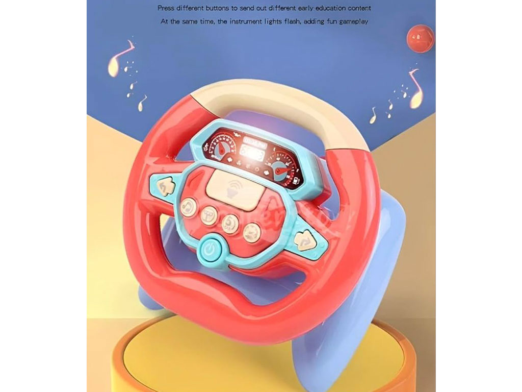 فرمان ماشین موزیکال و چراغ داردارای پایه چسبان  اسباب بازی