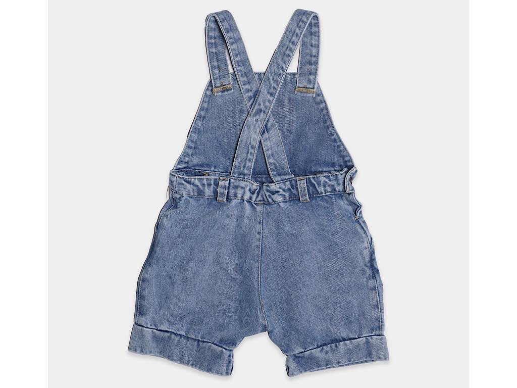شلوارک جین پیشبندی جیب دار نوزادی آبی تیره دخترانه طرح GOLNAZ پاپو papo