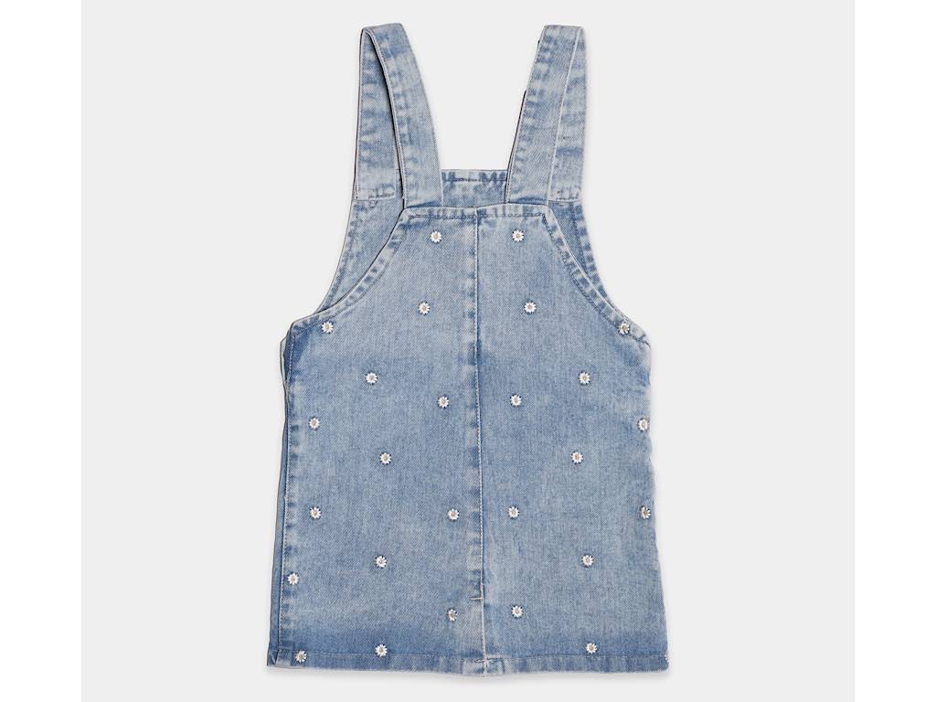 دامن جین پیشبندی جیب دار نوزادی آبی روشن دخترانه طرح MOBINA پاپو papo