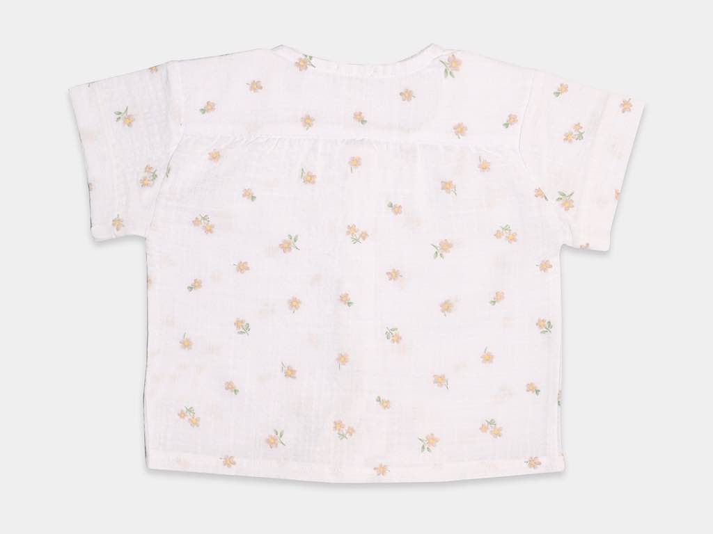 شومیز و شلوارک جین دخترانه طرح گل  مدل  ZHILA پاپو papo