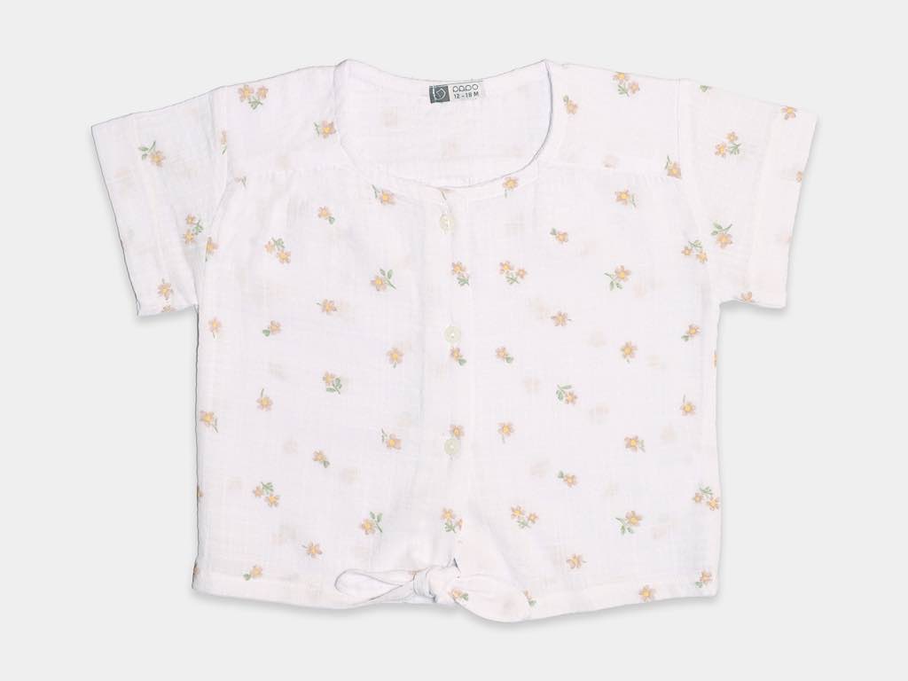 شومیز و شلوارک جین دخترانه طرح گل  مدل  ZHILA پاپو papo