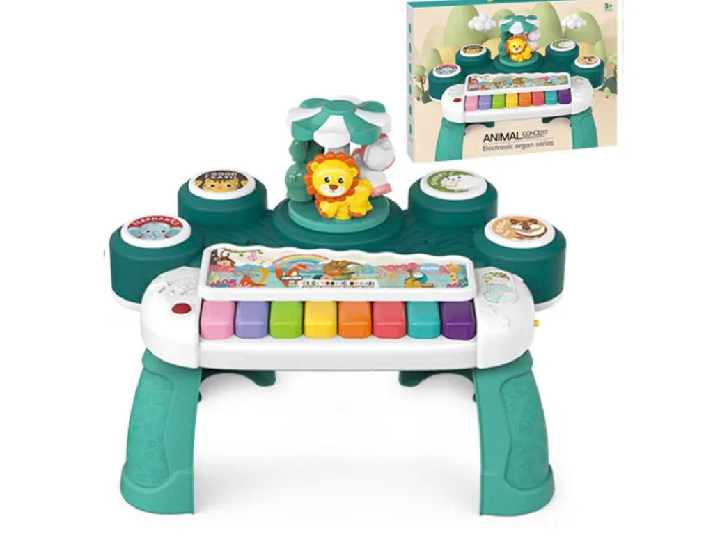 پیانو و جاز پایه دار دارای چرخ و فلک موزیکال طرح حیوانات