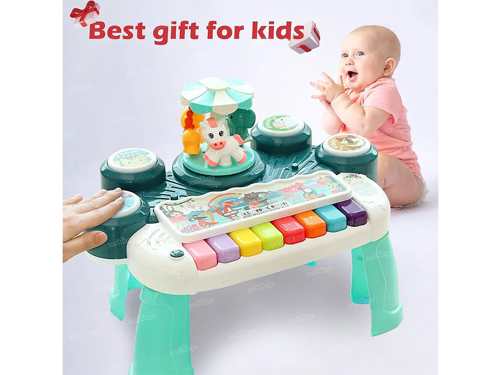 پیانو و جاز پایه دار دارای چرخ و فلک موزیکال طرح حیوانات