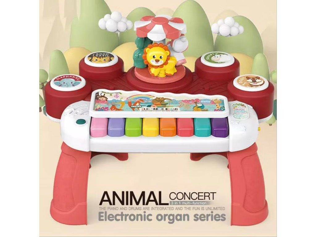 پیانو و جاز پایه دار دارای چرخ و فلک موزیکال طرح حیوانات