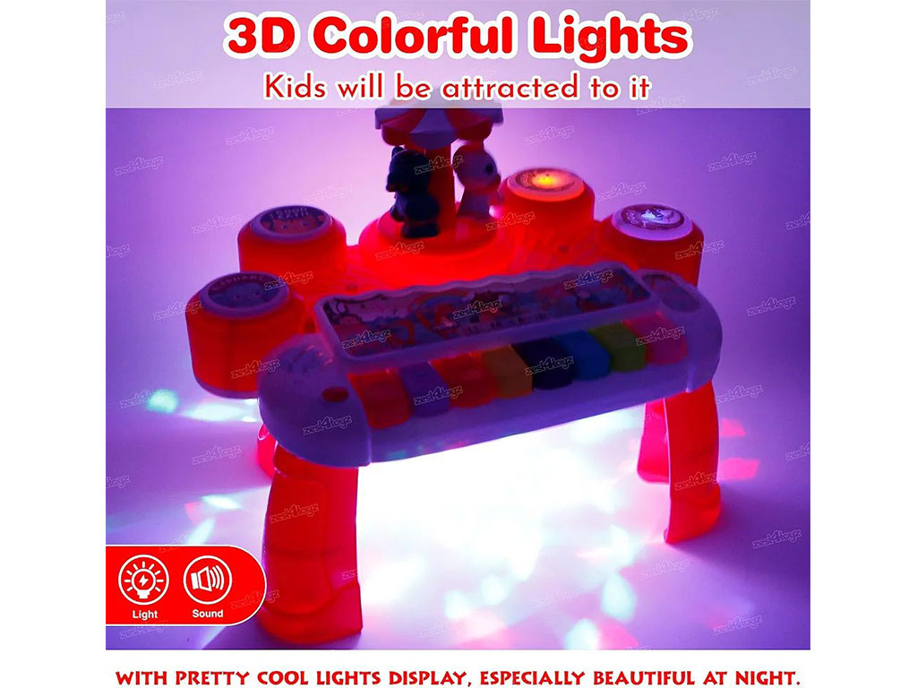 پیانو و جاز پایه دار دارای چرخ و فلک موزیکال طرح حیوانات