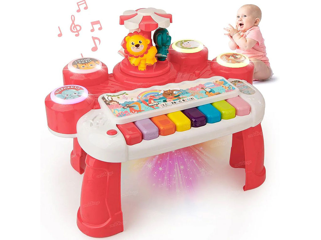 پیانو و جاز پایه دار دارای چرخ و فلک موزیکال طرح حیوانات