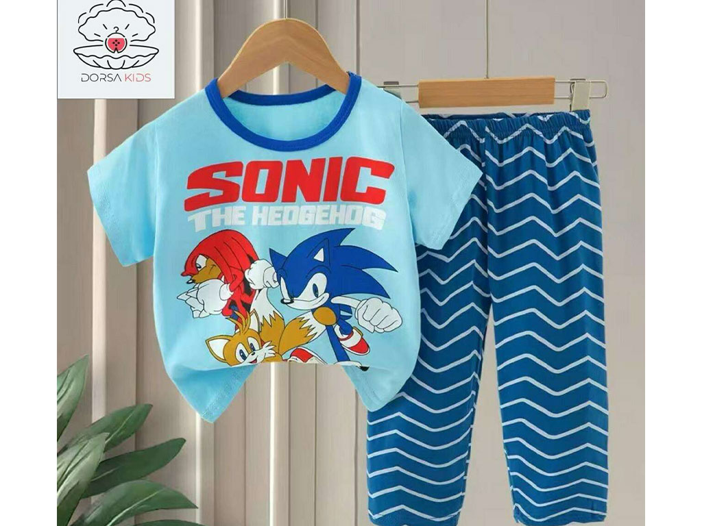 ست لباس بلوز و شلوار راحتی سونیک آبی