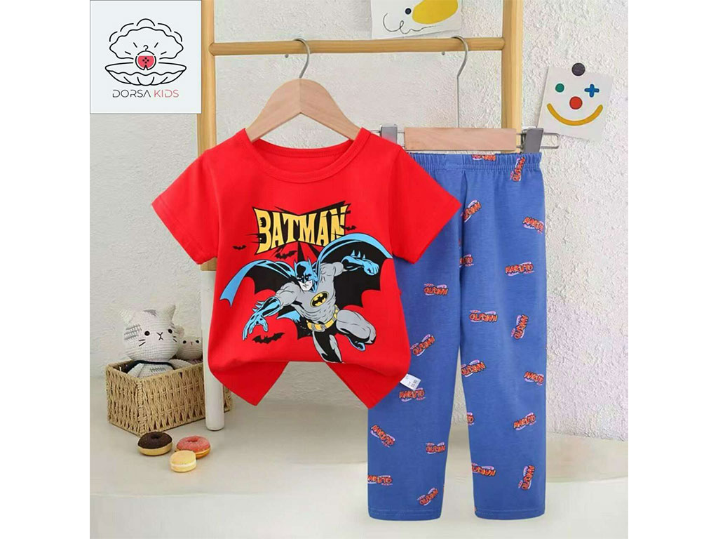 ست لباس بلوز و شلوار راحتی بتمن قرمز