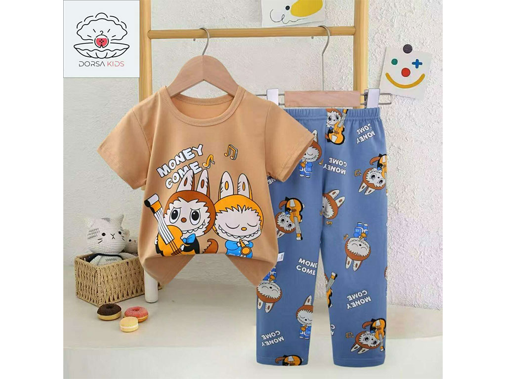 ست لباس بلوز و شلوار راحتی عروسکی نسکافه ای