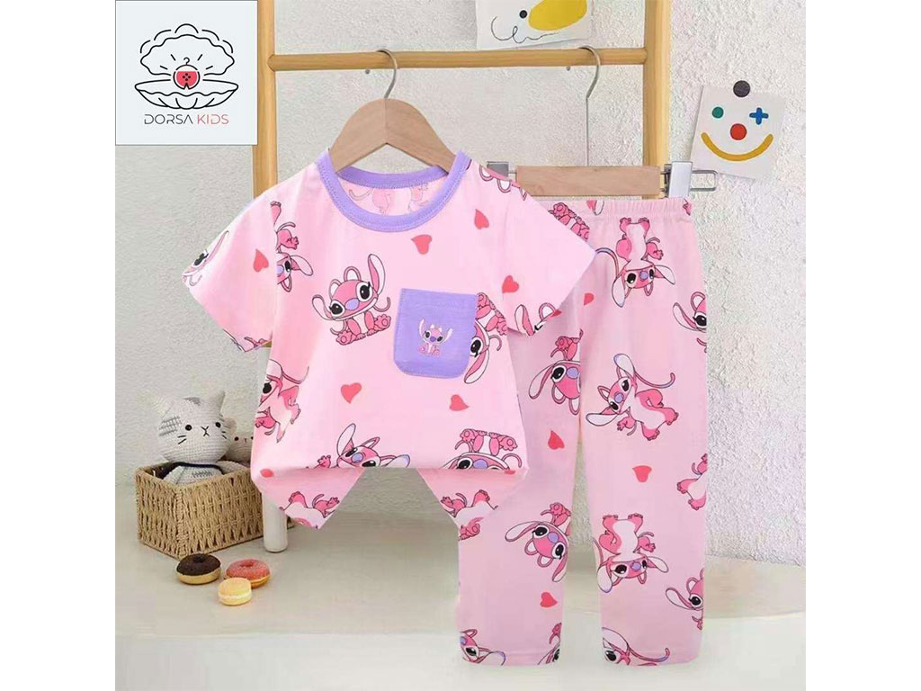 ست لباس بلوز و شلوار راحتی تک جیب استیج صورتی