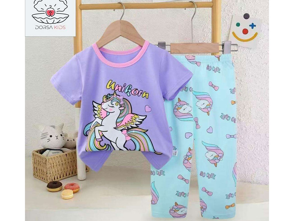 ست لباس بلوز و شلوار راحتی یونیکورن بنفش