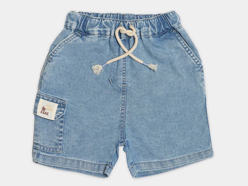 تیشرت و شلوارک جین پسرانه طرح نخل آبی  سوار مدل Samin پاپو papo