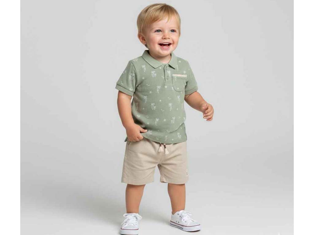 تیشرت و شلوارک کتان پسرانه طرح نخل  و خورشید مدل arshama پاپو papo