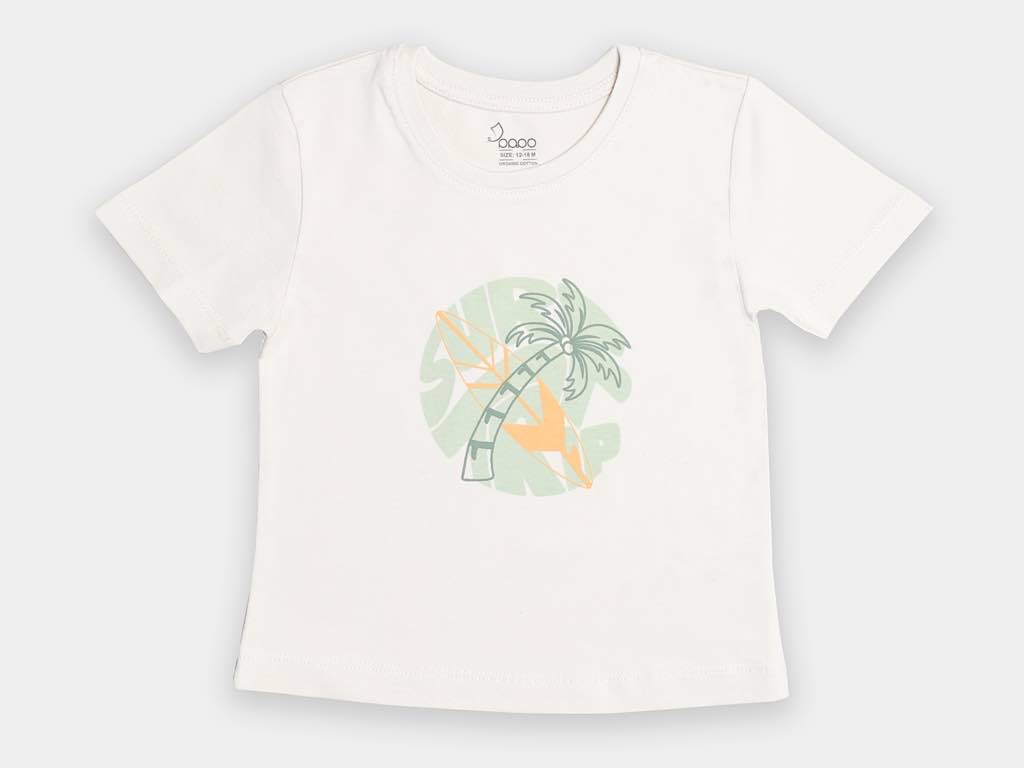 ست تیشرت، شومیز و شلوارک جین نوزادی پسرانه طرح هاوایی مدل Sahand  پاپو papo