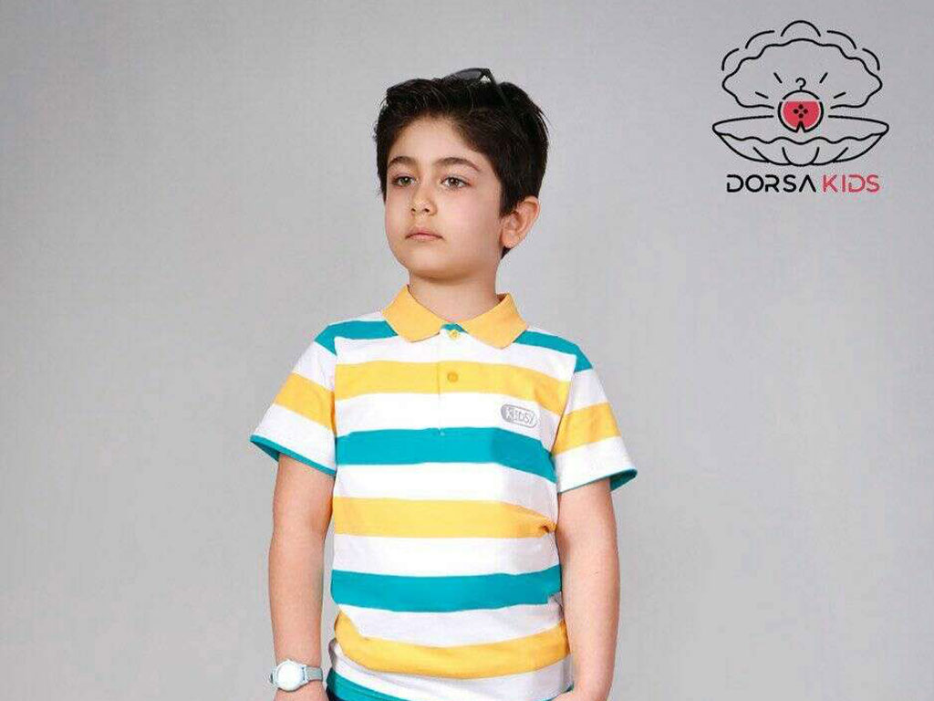 پلوشرت آستین کوتاه نوزاد و کودک پسرانه چند رنگ کیدز kids