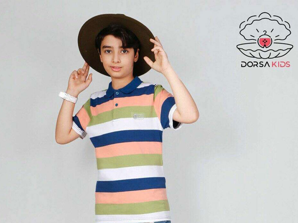 پلوشرت آستین کوتاه نوزاد و کودک پسرانه چند رنگ کیدز kids