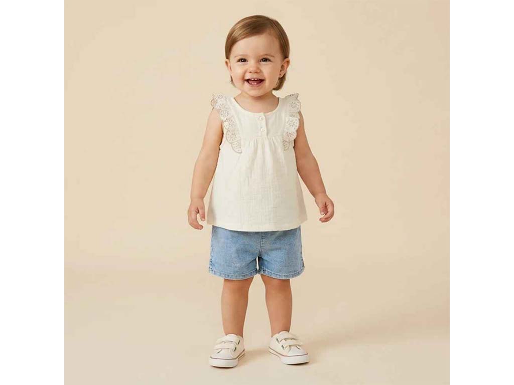 شومیز و شلوارک جین دخترانه مدل  FARNAZ پاپو papo