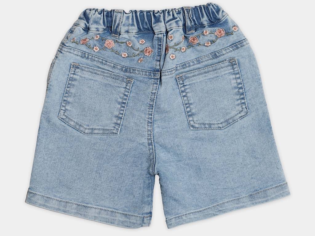 تیشرت و شلوارک جین دخترانه صورتی رنگ طرح گل  مدل  PARASTOO پاپو papo