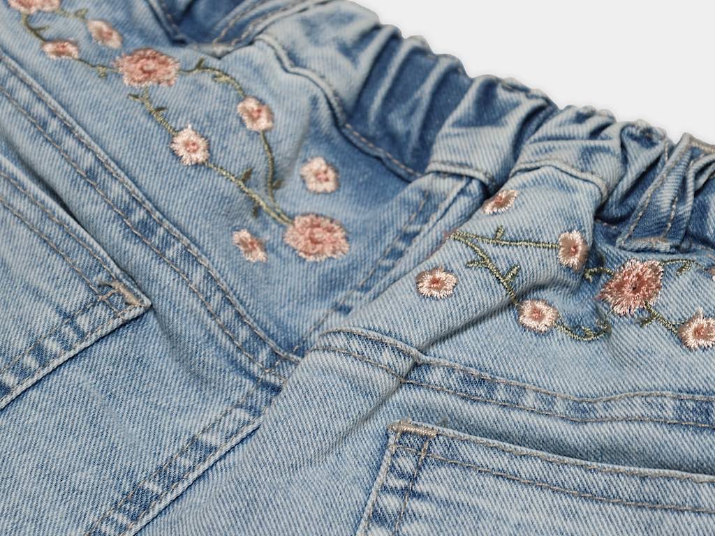 تیشرت و شلوارک جین دخترانه صورتی رنگ طرح گل  مدل  PARASTOO پاپو papo