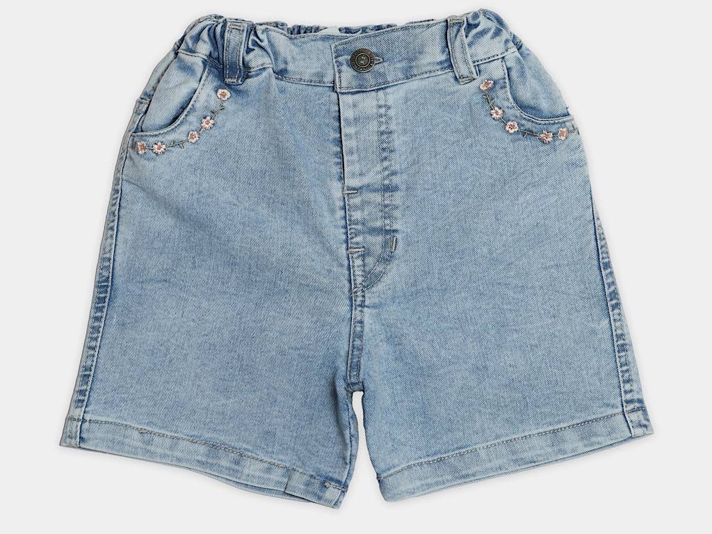 تیشرت و شلوارک جین دخترانه صورتی رنگ طرح گل  مدل  PARASTOO پاپو papo