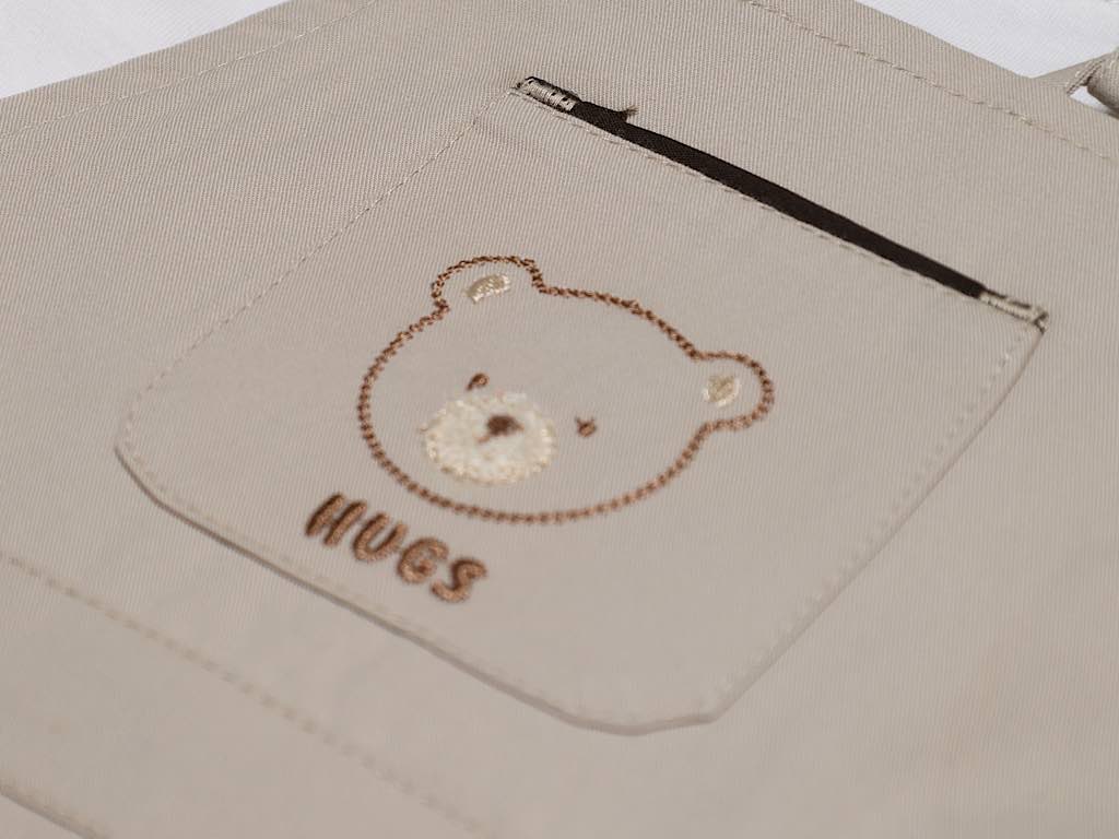 تیشرت و شلوارک پیشبندی نوزادی پسرانه طرح تدی  رنگ کرم مدل mahyar پاپو papo